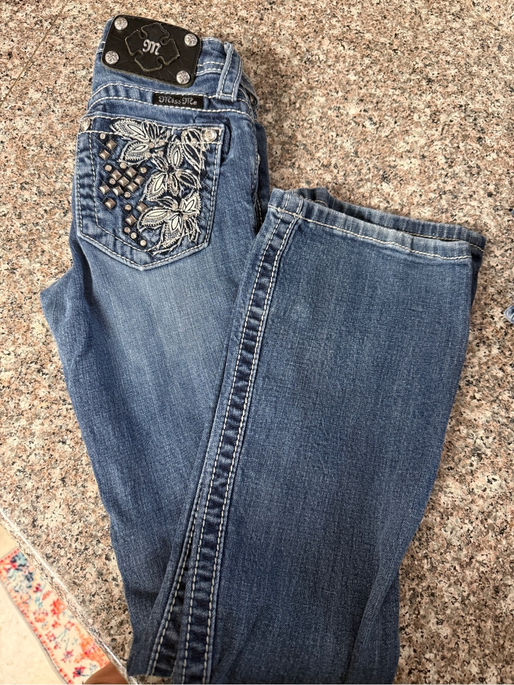 Miss Me Medium Blue Embroidered Boot Cut Jeans